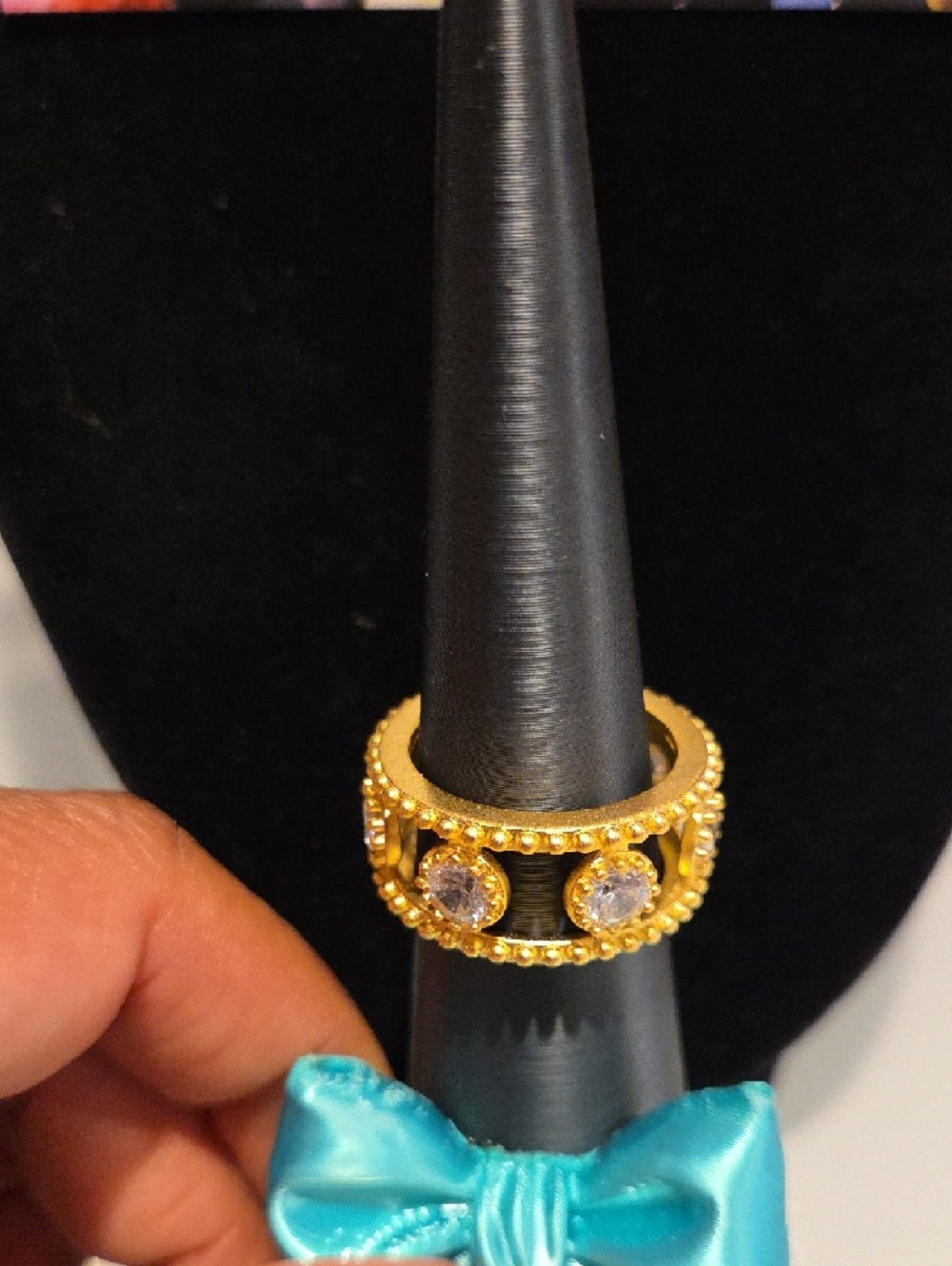 Freida Rothman Gold Ring with Clear Crystals - Picture 5 of 7